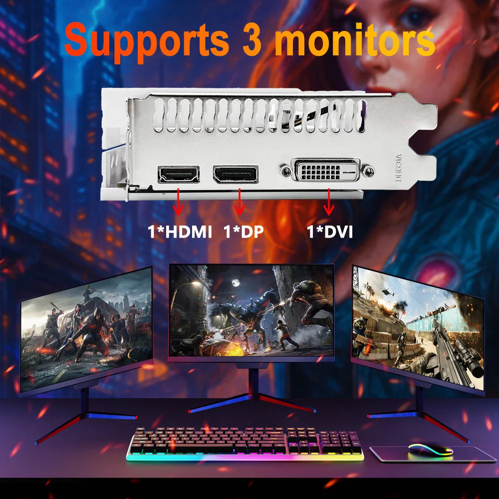 SOYO AMD Radeon RX580 8GB Gaming Graphics Card 2048SP GDDR5 256Bit PCIE 3.0 x16 DP DVI RX580 8GB GPU Desktop Computer Video Card.