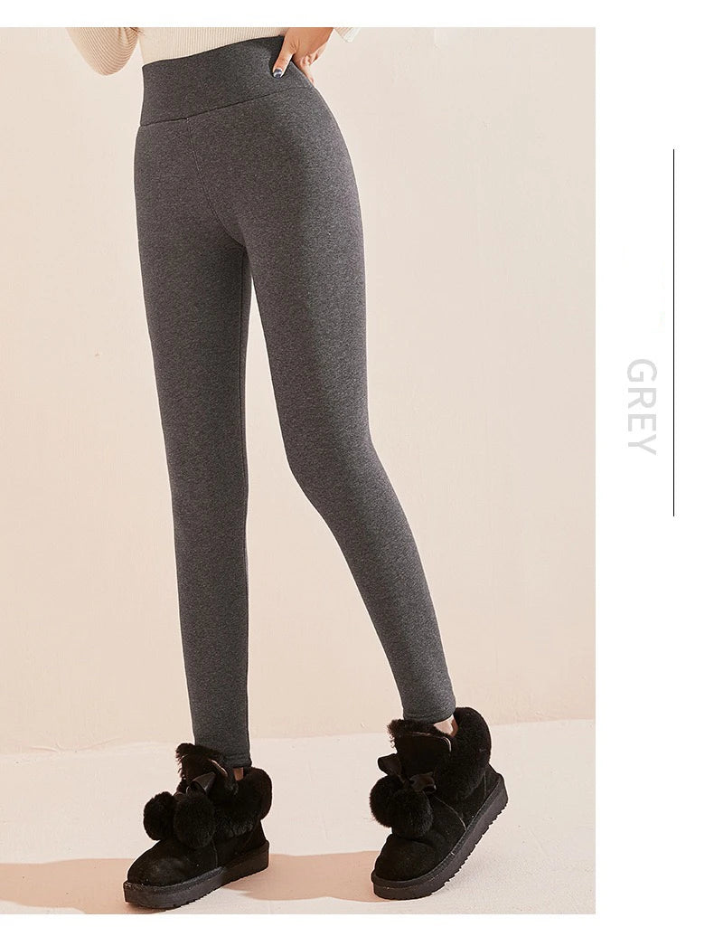 1pcs Winter Leggings Women Cotton Extra Thick Warm Pants Fashion Thermal Legging Slim Black Elastic High Waist Solid Leggings.
