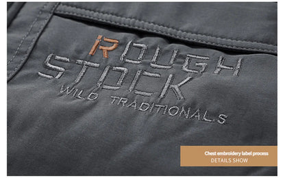 New Autumn/Winter Men's Fleece-Lined Thickened Cotton Coat Casual Vintage Workwear Jacket with Detachable Hood Multiple Pockets