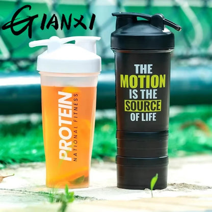 GIANXI Shaker Bottles Gym Sports Protein Powder Mixing Bottle Outdoor Portable Leak Proof Plastic Cup Drinkware.