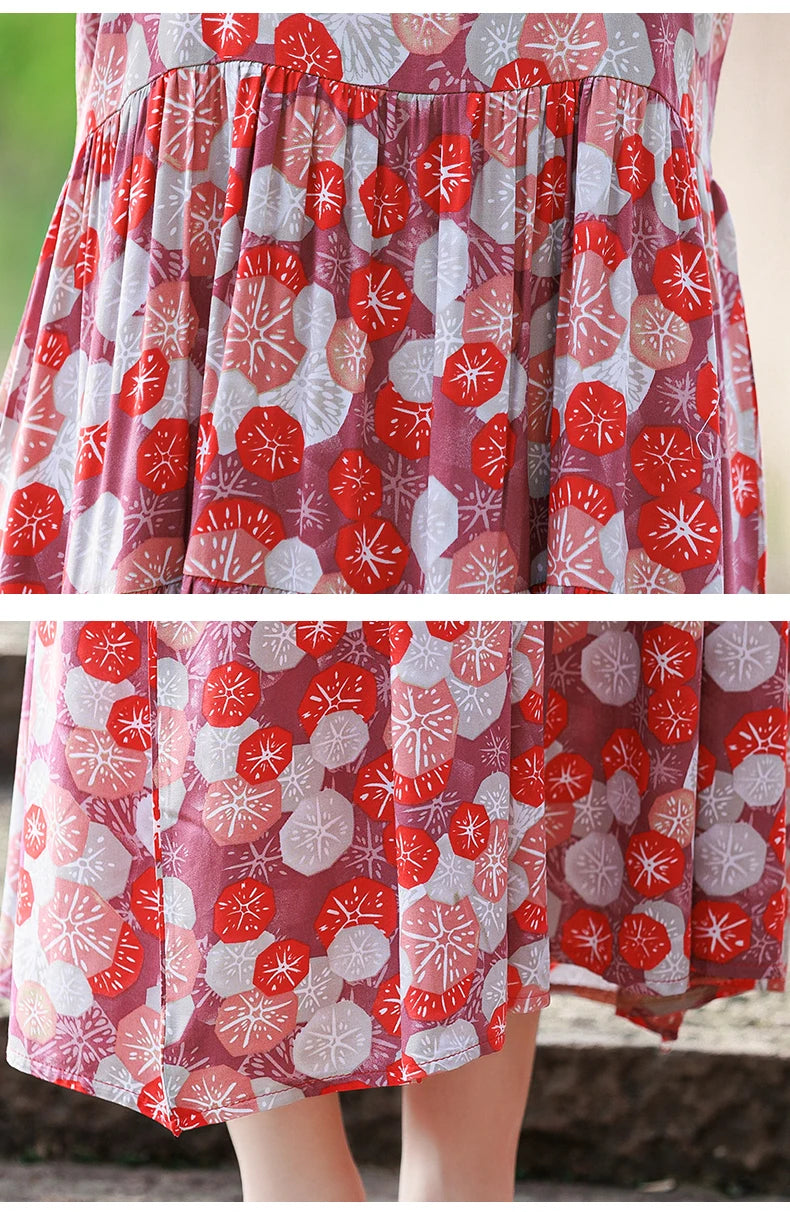 Neue Mode Lässig 2025, Sommer Elegante Kleider Für Frauen Oansatz Druck Vintage Ärmelloses Kleid Lose Frauen Kleidung