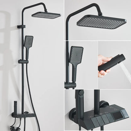 Smart Digital Display Shower Faucet Set Piano Style Rainlfall Bathroom System Grey Digital Mixer Tap Bidet Shower