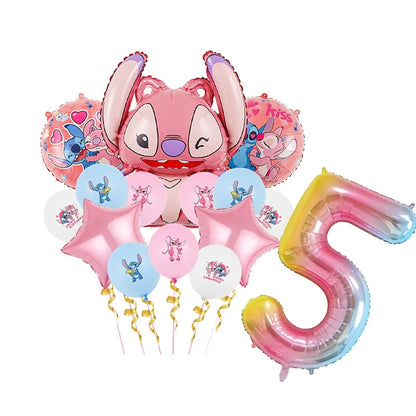 Disney Rosa Stich Geburtstag Party Dekorationen Mädchen Einweg Geschirr Ballon Kuchen Topper Tischdecken Liefert Baby Dusche