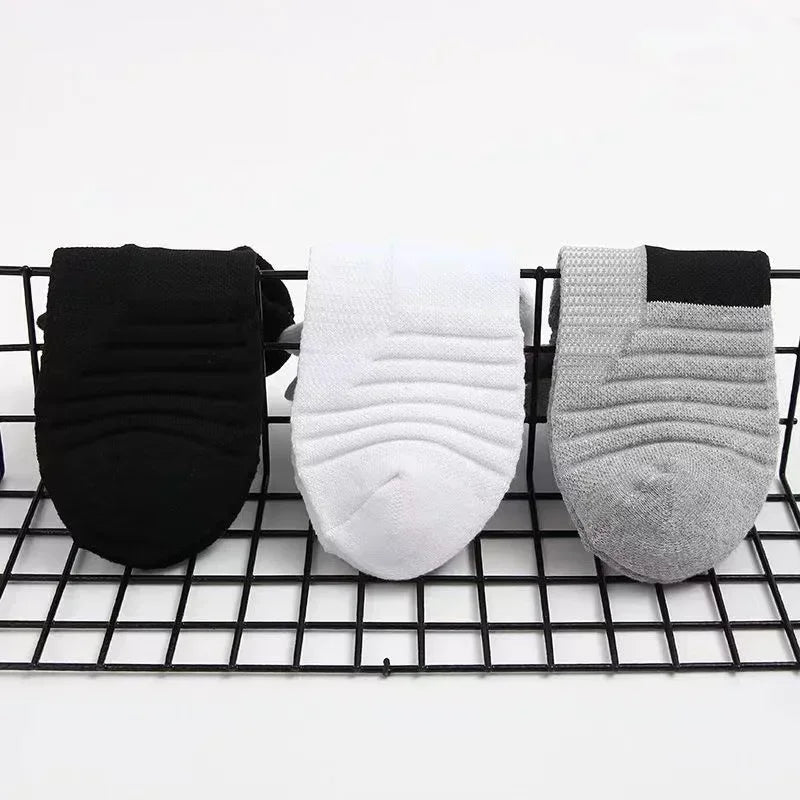 6/3/1 Pairs New Men Sports Running Fitness Flight Short Tube Socks Women's Towel Bottom Basketball Socks Solid Color Black Socks.