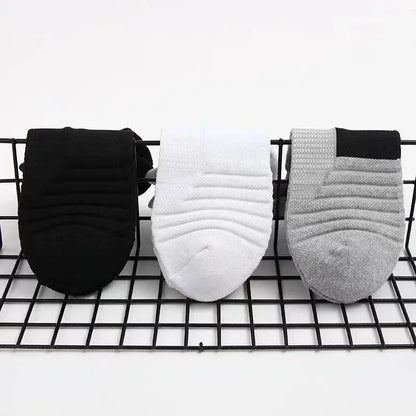 6/3/1 Pairs New Men Sports Running Fitness Flight Short Tube Socks Women's Towel Bottom Basketball Socks Solid Color Black Socks.