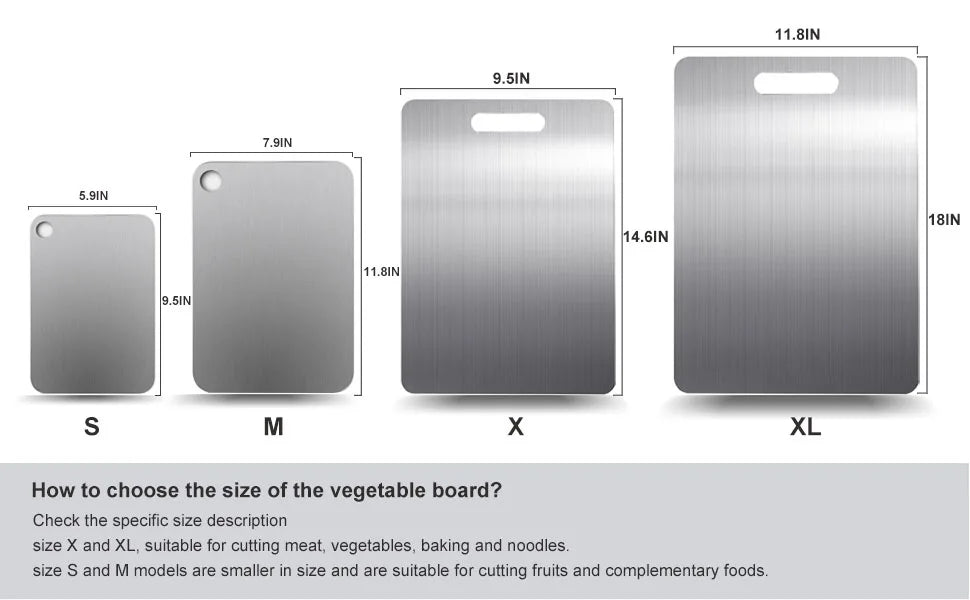 Titanium Cutting Boards for Kitchen Stainless Board 304 Steel Thickened Double Sided Food Grade Portable Fruit Meat Chopping.