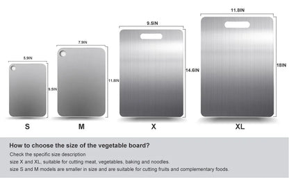 Titanium Cutting Boards for Kitchen Stainless Board 304 Steel Thickened Double Sided Food Grade Portable Fruit Meat Chopping.