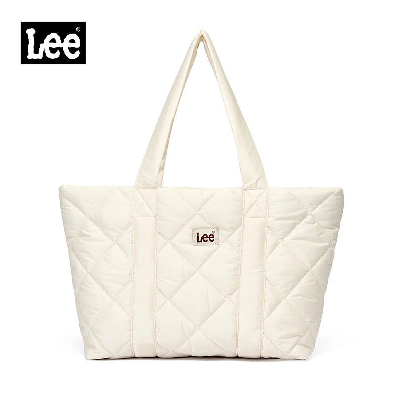 LEE Large Soft Puffer Bag Women Big Size College Students Laptop Book Quilted Tote Bag Lady Down-filled Shopping School Bags.