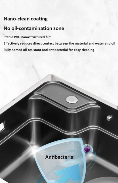 Japanese 3D Flat Large Single Slot Little millet grain Nano 304 Stainless Steel Kitchen Sink Wash Basin Dish Basin for Household