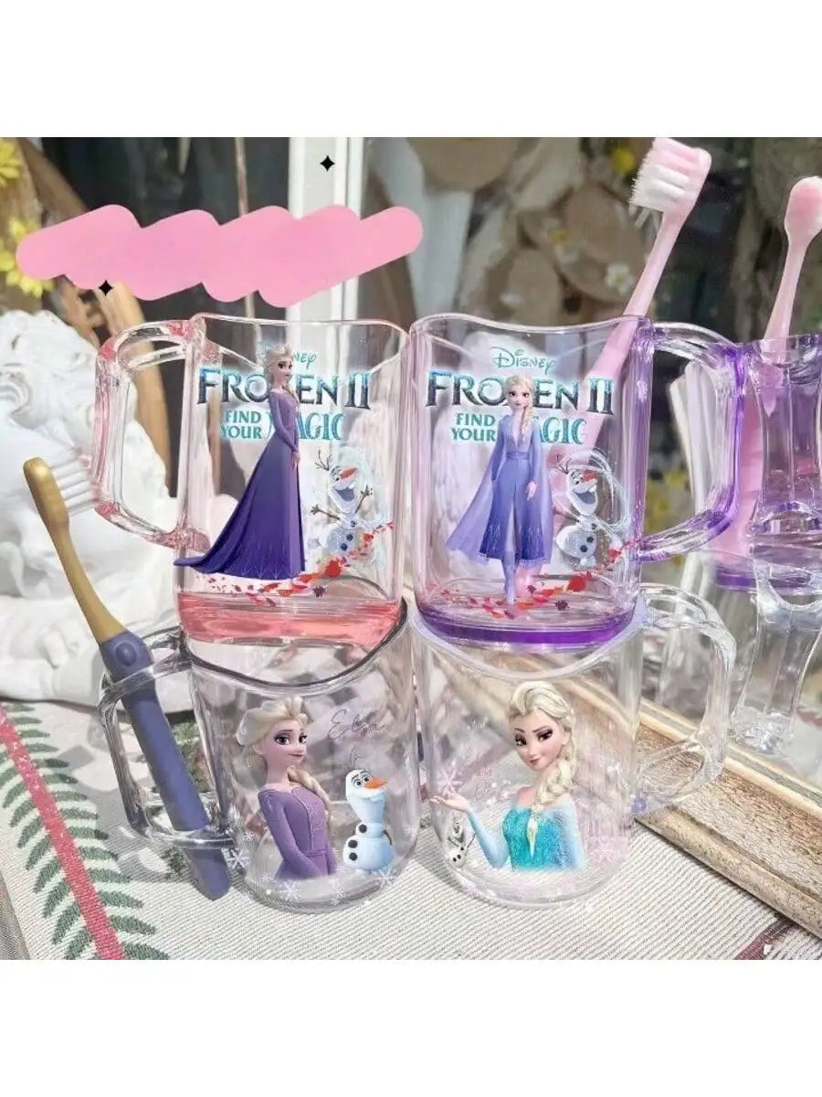Disney New Frozen Princess Elsa Cartoon Washable Mouthwash Cup for Men and Women Plastic Wash Cup.