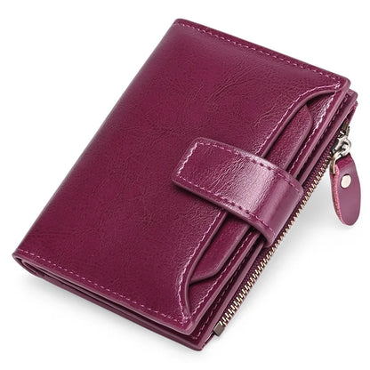 2024 New Short Women Wallets Genuine Leather Zipper Coin Pocket Women Purse Name Engraved Quality Card Holder Kpop Female Wallet