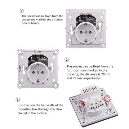 Coswall Typ-C-Schnittstellensteckdose, Vollspiegel, Kristallplatte, schwarze Wand, EU, Russland, Spanien, französische Standardsteckdose mit USB-Ladeanschluss.