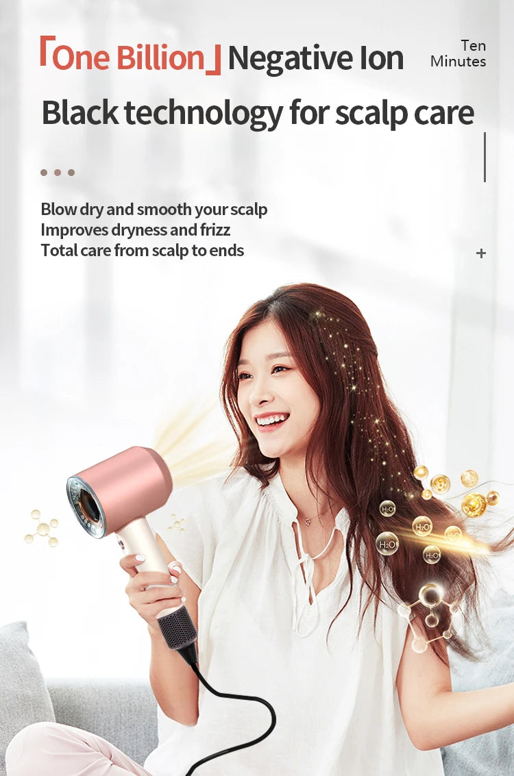 5 in 1 Professional Hair Dryer, with Hot and Cold Air Functionality - Lightweight and Thermostatic Styling Tool for Smooth Hair