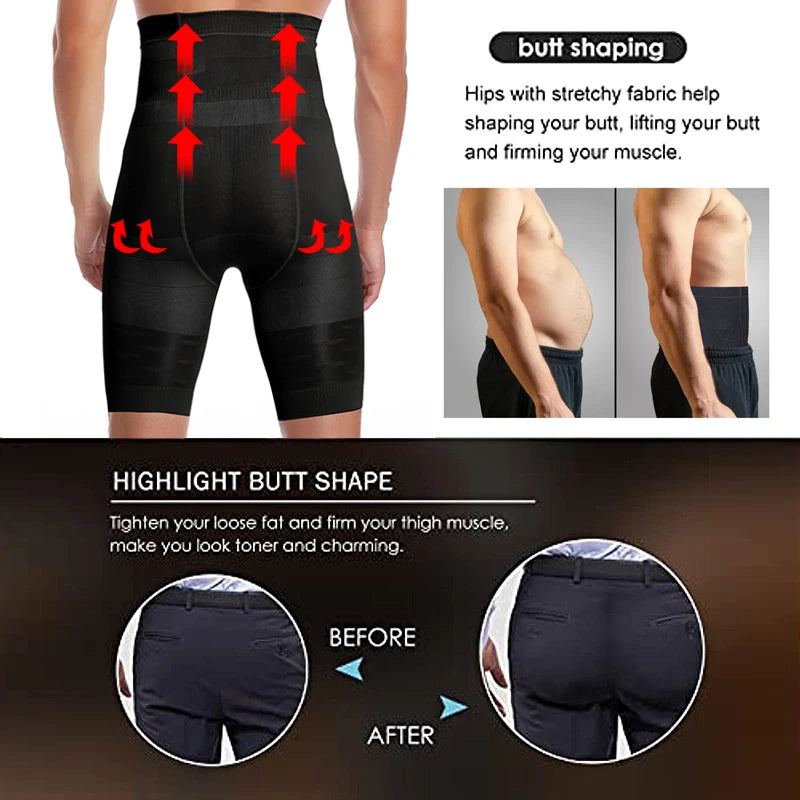 Männer Body Shaper Bauch-steuer Shorts Shapewear Bauch Gürtel Boxer Briefs Hohe Taille Abnehmen Unterwäsche Bein Kompression Höschen