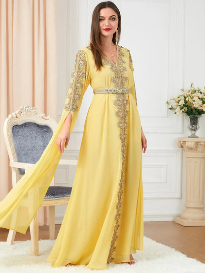 Eid Marokko Party Kleid Muslimische Frauen Abaya Kleider Langarm Abayas Dubai Türkei Islam Kaftan Robe Longue Vestidos Largos 2025.