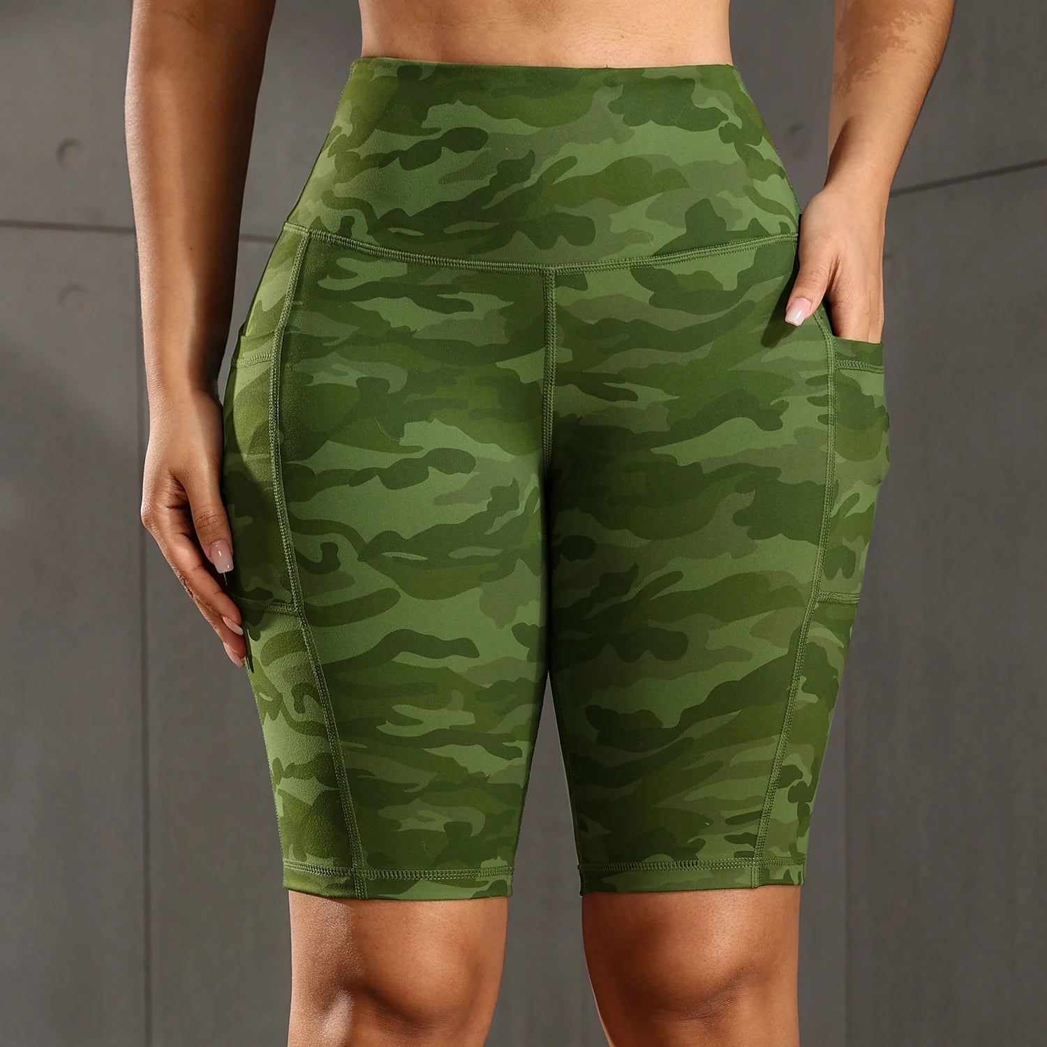 CHRLEISURE Women Solid Yoga Shorts with 3 Pockets High Waist Butt Lifting Workout Tights Gym Elastic Cycling Shorts Activewear.