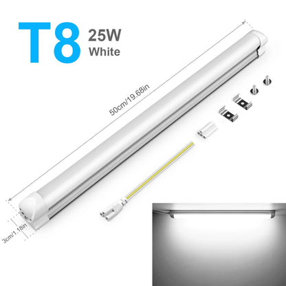 50CM T5 T8 Aluminum LED Light Tube 15W 25W LED Lamp Tube 220V For Desk Work Shop Garage Warehouse Kitchen Cabinet Lighting.