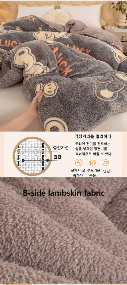 Winter Bedding Thick Quilt Blanket Thickened Warm Flannel Fleece Comforter for Cold Nights Set Bed Duvets Quilts the Blankets.