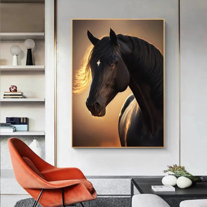 Black and White Wild Horses Canvas Paintings on The Wall Art Posters Prints Wall Picture Modern Animals Art Room Home Decor.