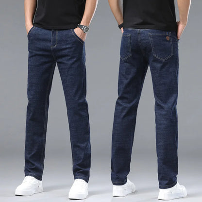 2024 Fashion Men Stretch Loose Straight Jeans Casual Elastic Slim Fit Denim Pants Male Brand Business Trousers Large size 38 40.