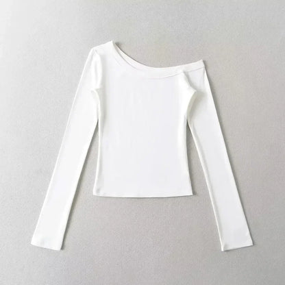 Women One Shoulder Long Sleeve Fitted Top