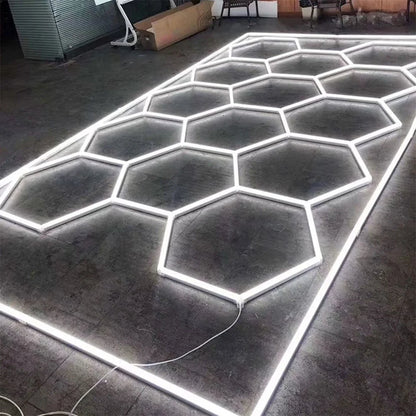 Hexagon LED lighting Ceiling Light Honeycomb Tube for BarberShop Car Garage Workshop Auto Body Repair LED Light 6500K.