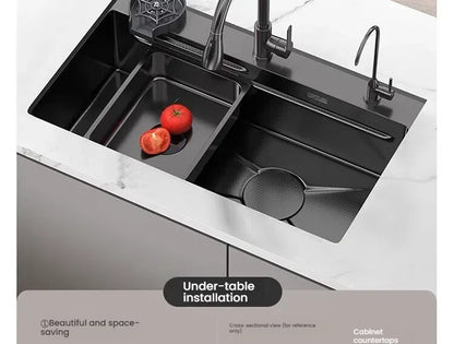 Gray Stainless Steel Kitchen Sink Large Single Slot Multifunctional Nano Honeycomb Embossed Wash Dish Basin Undermount Basin