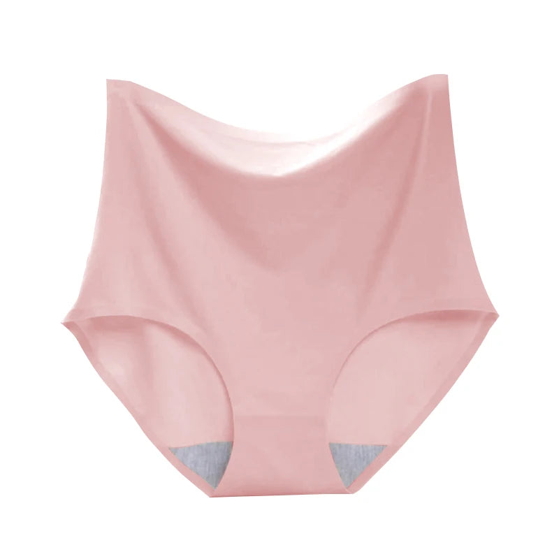 Women's underwear ice silk High waist Seamless Panties soft Lingerie Slimming Abdomen In Hip Lift plus size Breathable Briefs.
