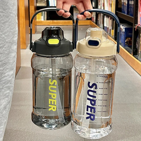 Summer cup, large capacity water cup, shatterproof, high temperature resistant sports water bottle, portable straw.
