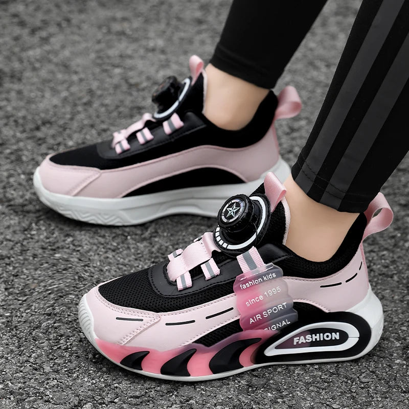 Cute Pink Girls' Summer Breathable Walking Shoes Lightweight Kids Fashion Sneakers for Outdoor Sports Tennis.