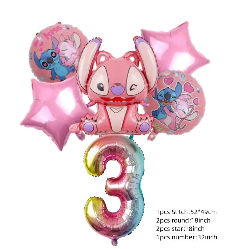 Niedliche Cartoon-Lilo und Stitch-Luftballons, alles Gute zum Geburtstag, Party, Babyparty, Dekorationen, Kindergeschenke, Einweggeschirr