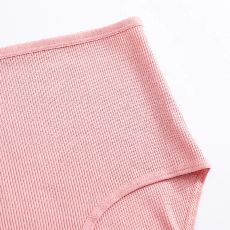 7Pcs Women's Cotton Panties Solid Color Plus Size Briefs Female Mid Waist High Elastic Underwear Cozy Breathable Lingerie S-2XL.