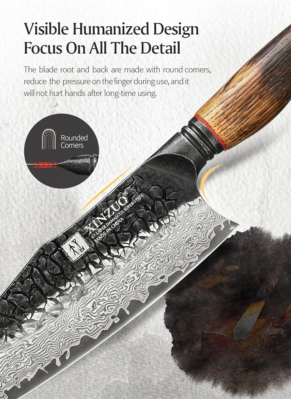 XINZUO 1-5PCS Damascus Steel Kitchen Knife 10Cr15CoMov Steel Core Chopping Vegetables And Fruits Household Kitchen Knife.