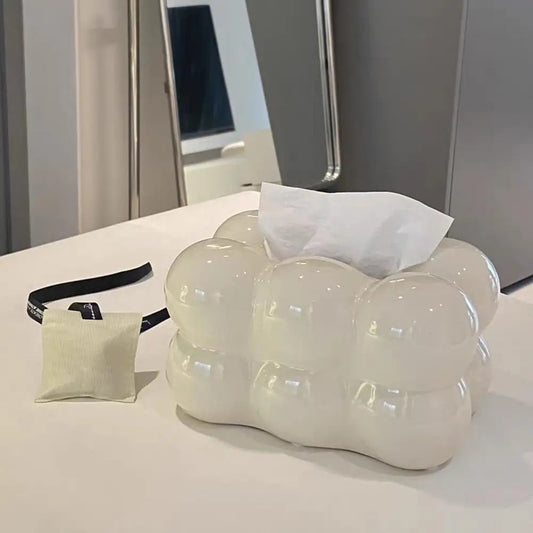 Luxury Tissue Boxes Marshmallow Ceramic Tissue Box Cream Tissue Holder Cover Napkin Holder Storage Box Home Living Room Decor.