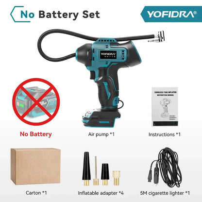 YOFIDRA Aufblasbare Elektrische Luftpumpe Digital Display Auto Reifen Inflator Automatische Luft Inflator Power Tool Für Makita Batterie Pin