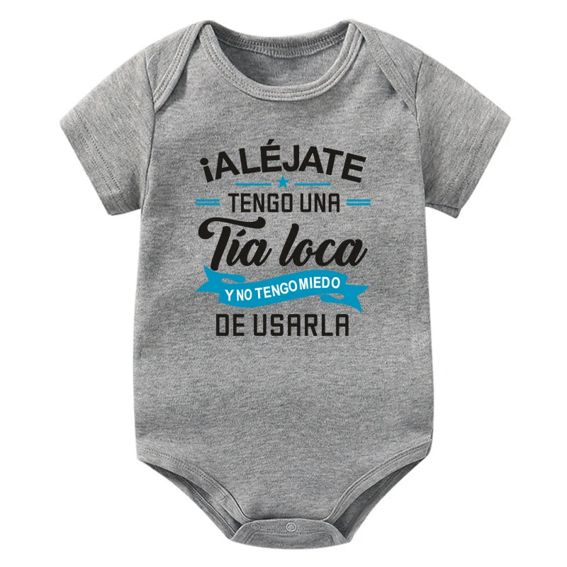 Bleiben Sie weg, ich habe eine verrückte Tante, ich habe keine Angst vor ihr Baby-Strampler, lustiger Säuglings-Body, kurzärmelige Overall-Outfits für Neugeborene.