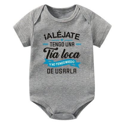 Bleiben Sie weg, ich habe eine verrückte Tante, ich habe keine Angst vor ihr Baby-Strampler, lustiger Säuglings-Body, kurzärmelige Overall-Outfits für Neugeborene.