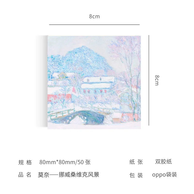 Malerei Memo Pad Monet Van Gogh Keine-klebrige Hinweis Aufkleber Scrapbooking DIY Notizblock Tagebuch Schreibwaren Schule Liefert