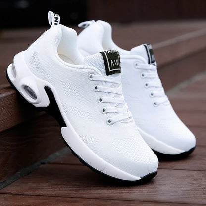 Women Casual Shoes Breathable Walking Mesh Flat Shoes Platform Sneakers Women Tenis Gym Vulcanized Shoes White Female Footwear.