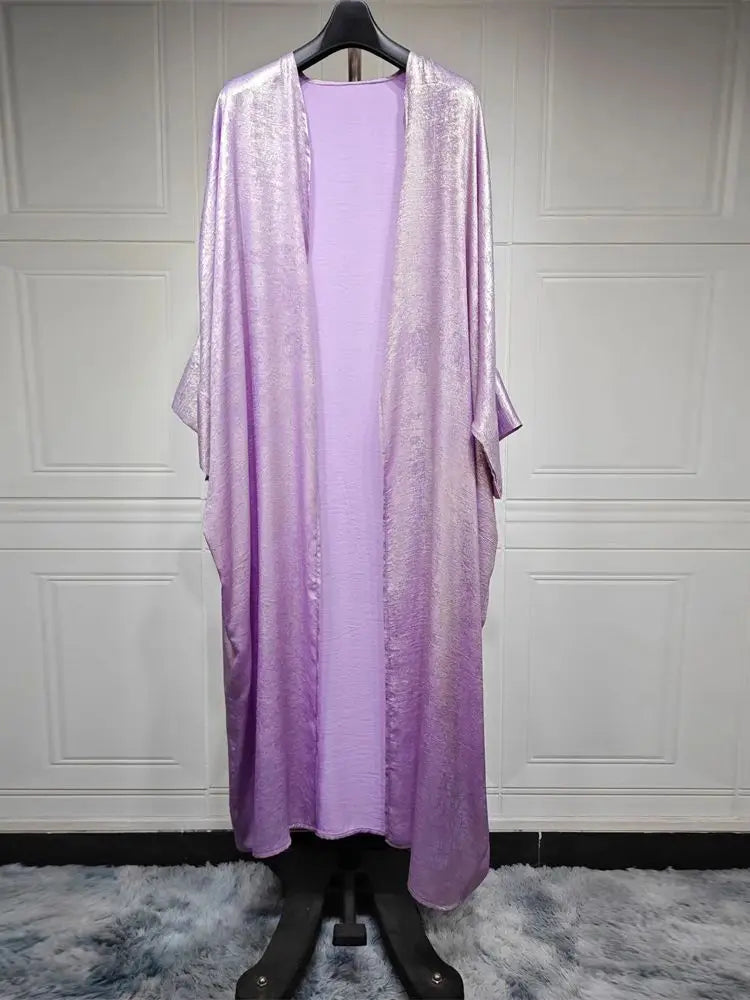Ramadan Shiny Satin Open Kimono Abaya Dubai Luxury 2025 Muslim Kaftan Dress Abayas For Women Islam Clothing Robe Femme Musulmane