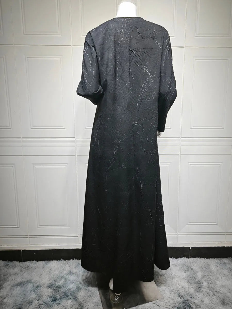 Women Muslim Arabic Abaya Luxury Fold Stripes Kimono Cardigan Coat Long Dress Kaftan Modest Robe Femme Islam Clothing Kebaya.