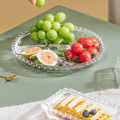 Divided Fruit Plate Glass Dried Fruit Candy Plate Household Side Dish Plate Breakfast Plate Fat-reduced Meal Plate Tableware.