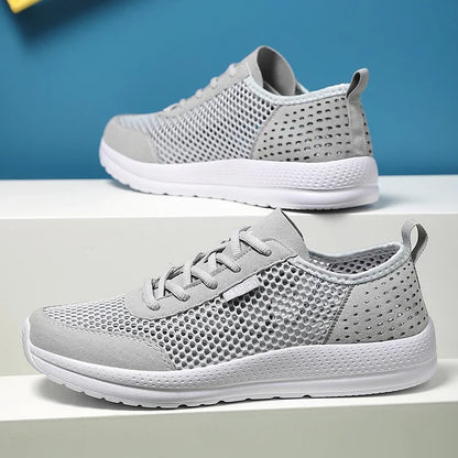 YRZL Sneakers Men Shoes Hollow Mesh Breathable Outdoor Casual Shoes Comfortable Walking Non Slip Big Size Mens Sneakers.