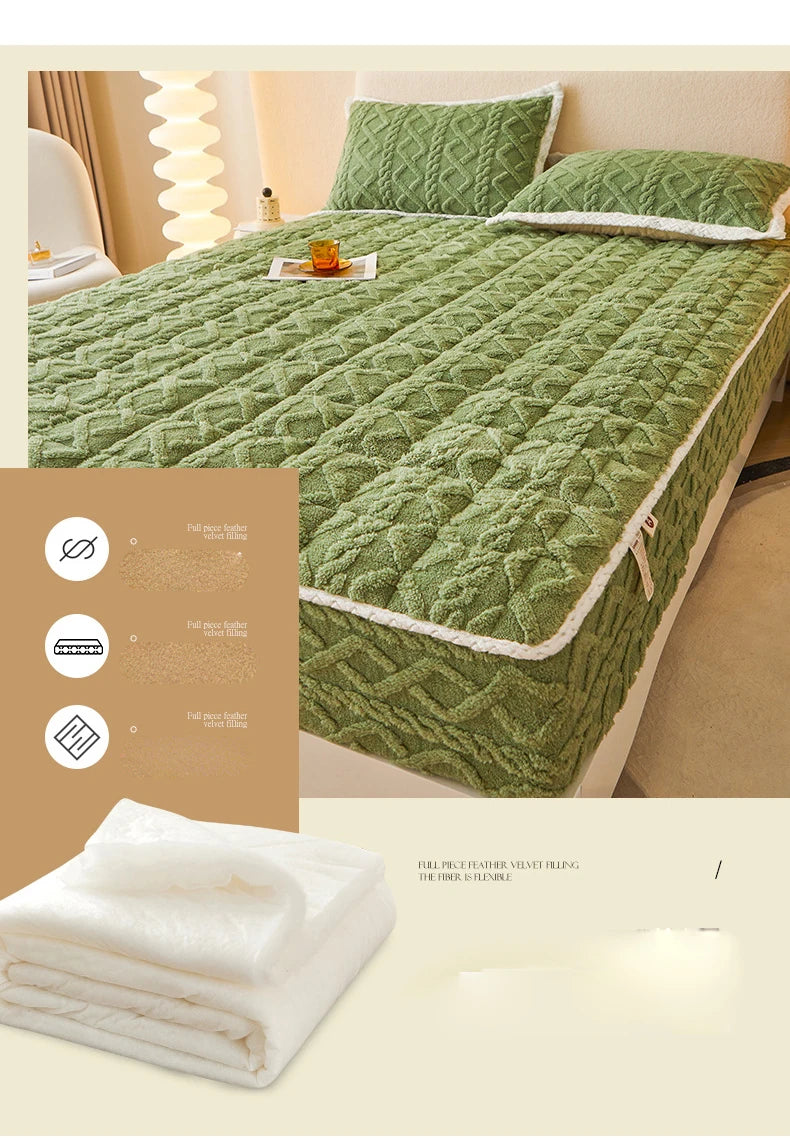 Milk Velvet Mixed With Cotton Home Bed Sheet Thickened Bed Cover Winter Velvet Mattress Coral Velvet Protective Bed Cover ZF606.
