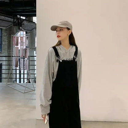 Jumpsuits Women Solid Retro Japanese Style Streetwear Denim Suspenders Trousers Harajuku Stylish Hip Hop Straight Overalls Teens