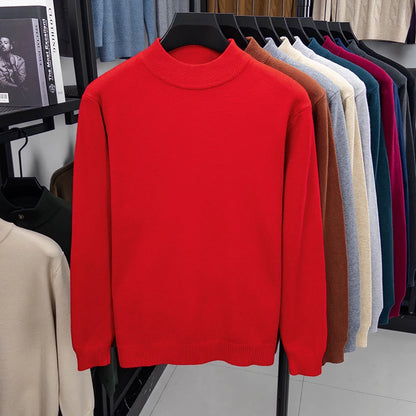 Half Turtleneck Knitwear Sweater New Autumn/Winter Mock Neck Sweatshirts Solid Color Pullovers Man Brand Casual Mens Clothing