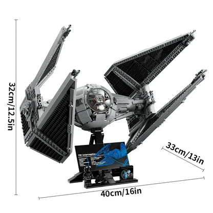 1931pcs DIY Spaceship Tied Interceptord Building Blocks Spacecraft Fighters Model Assembly Bricks Toys Kids Christmas Gift 75382.