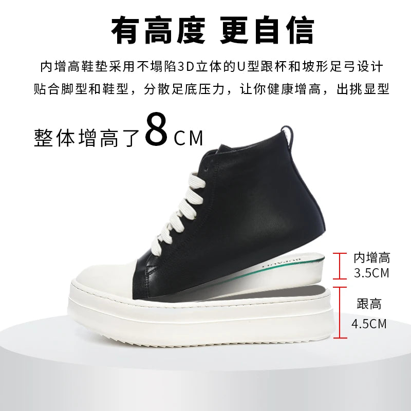Street Style Ankle Boots for Men Genuine Leather High Top Shoes Fashion Brand Motorcycle Boots Thick Bottom  Male Walking Shoes