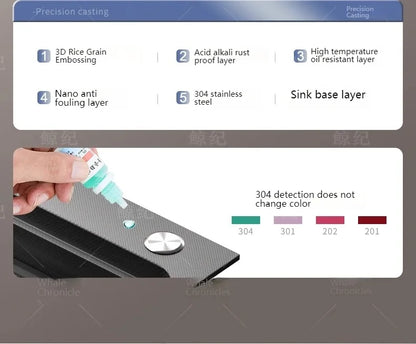 Stainless Steel Kitchen Sink Gray Household Large Single Slot Wash Vegetables and Dish Basin Multifunctional Dish Basin Sink