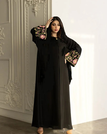 Eid Frauen Muslimischen Abaya Kleid Stickerei Strickjacke Kaftan Party Jalabiya Ramadan Lange Abayas Vestidos Largos Arabischen Lange Robe.
